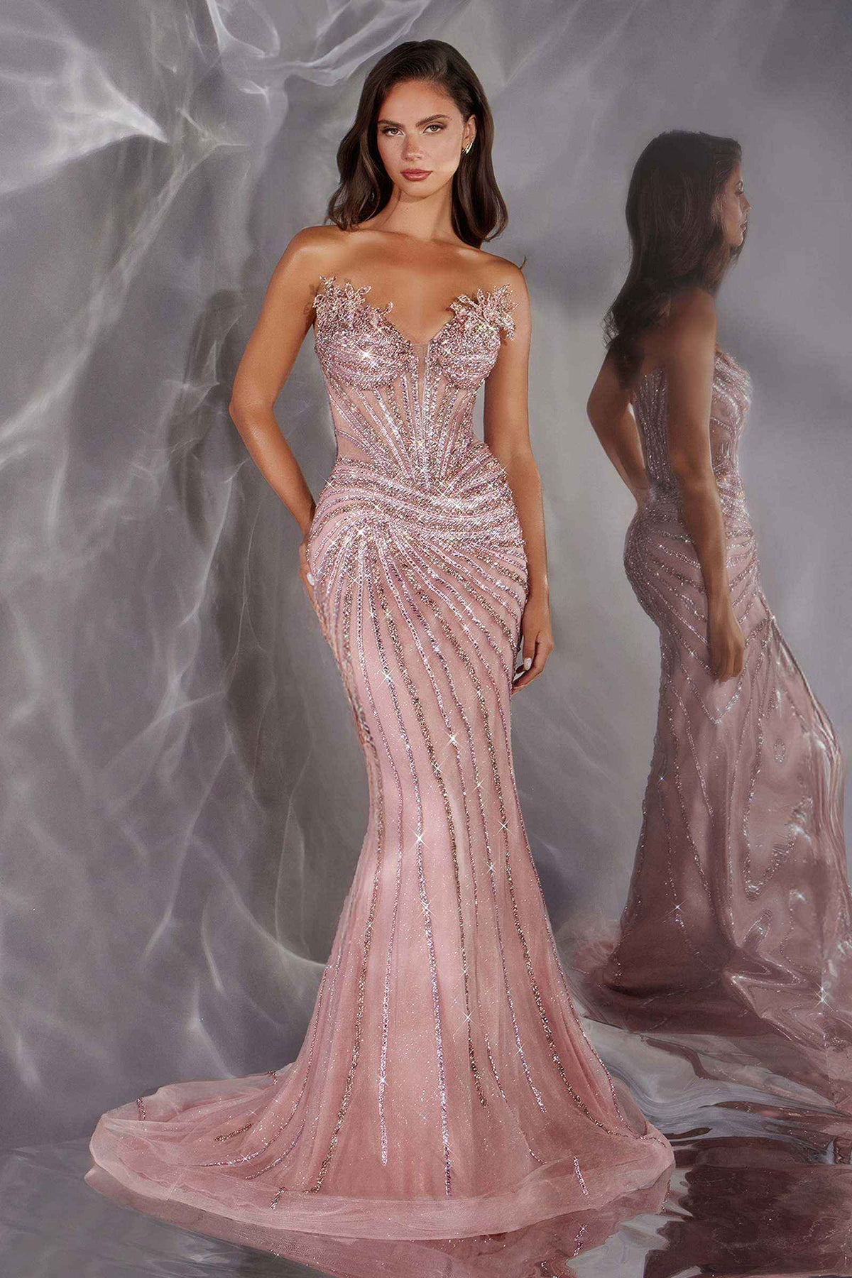 Ladivine CD715 Red Carpet Glamour Fitted Mermaid Gown - Fierce and Chic