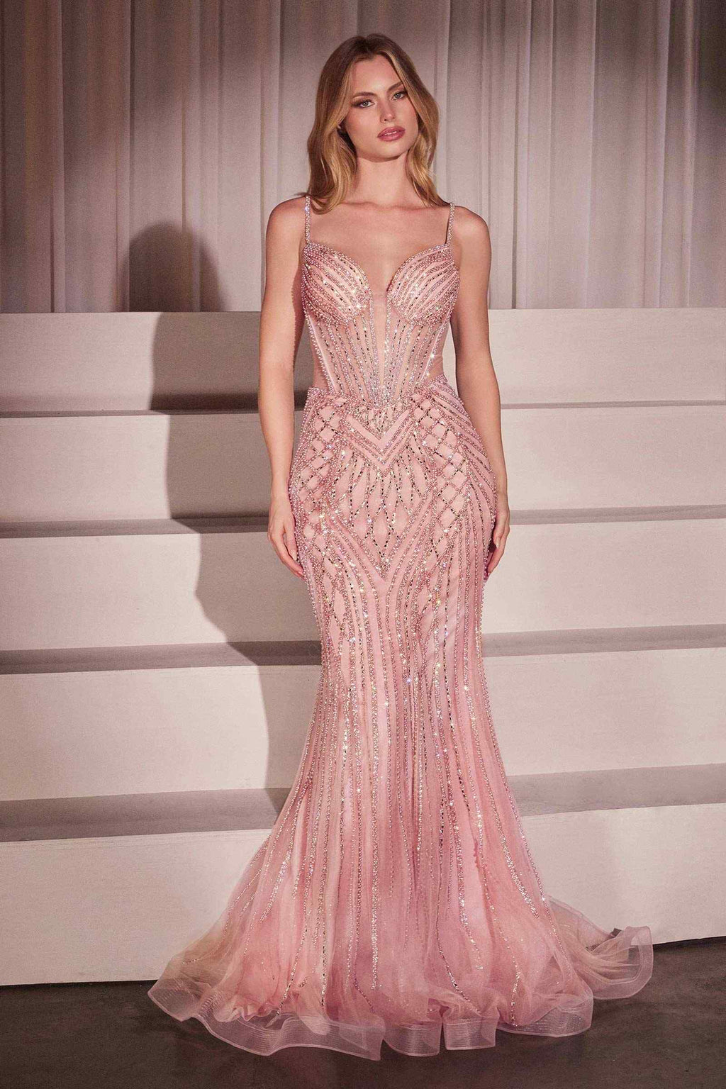 Ladivine CD759 Embellished Fit & Flare Prom Dress - Fierce and Chic