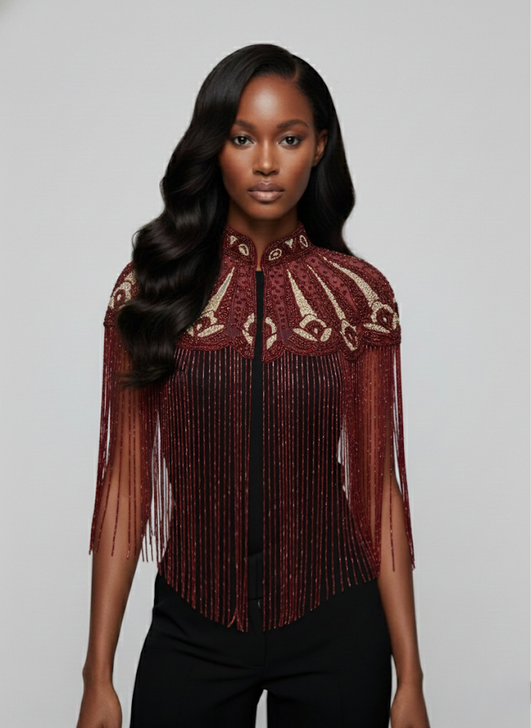 Cherry Peacock Cape - Fierce and Chic