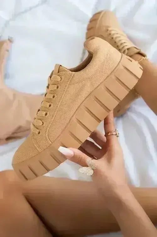 Pinterest Women Sneaker Light Breathble Vulcanized Shoes Platform Lace - Fierce and Chic