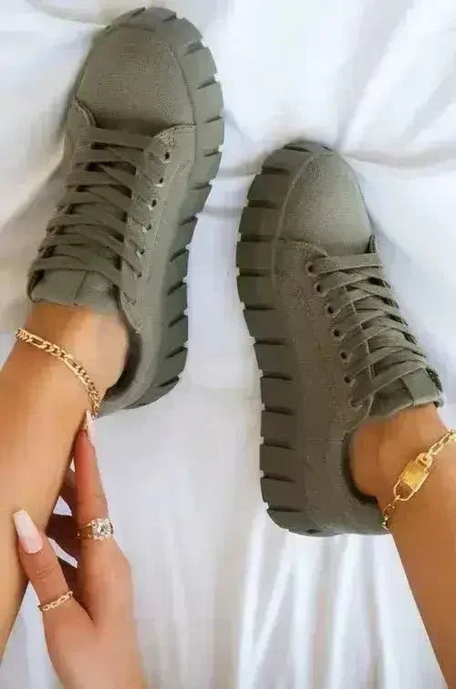 Pinterest Women Sneaker Light Breathble Vulcanized Shoes Platform Lace - Fierce and Chic