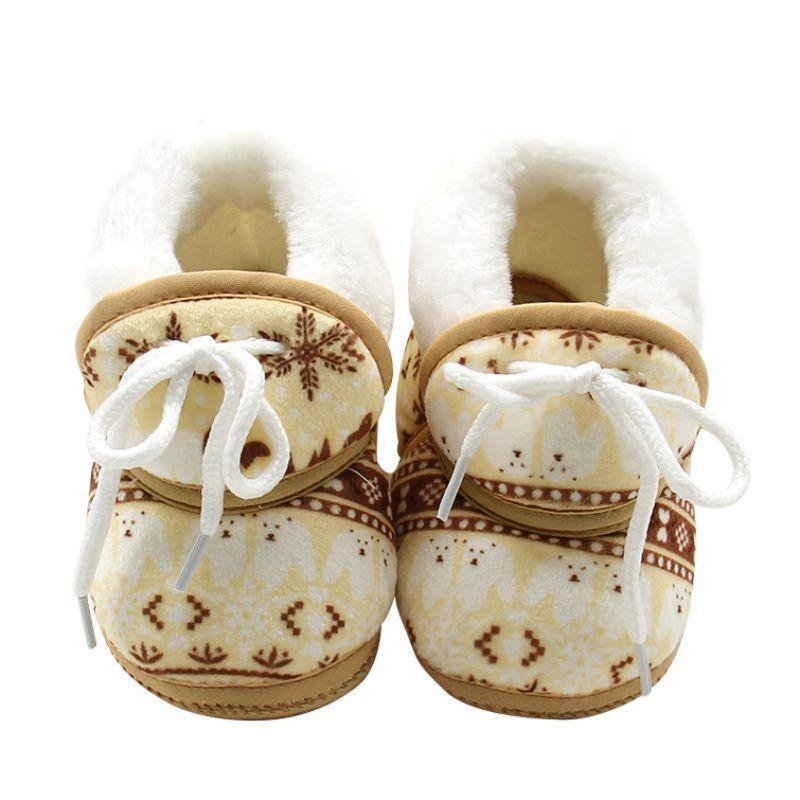 Newborns Baby Boy Soft Soled Footwear Walking Shoes Winter Warm Print First Walkers Baby Girl Cotton Shoes - Fierce and Chic