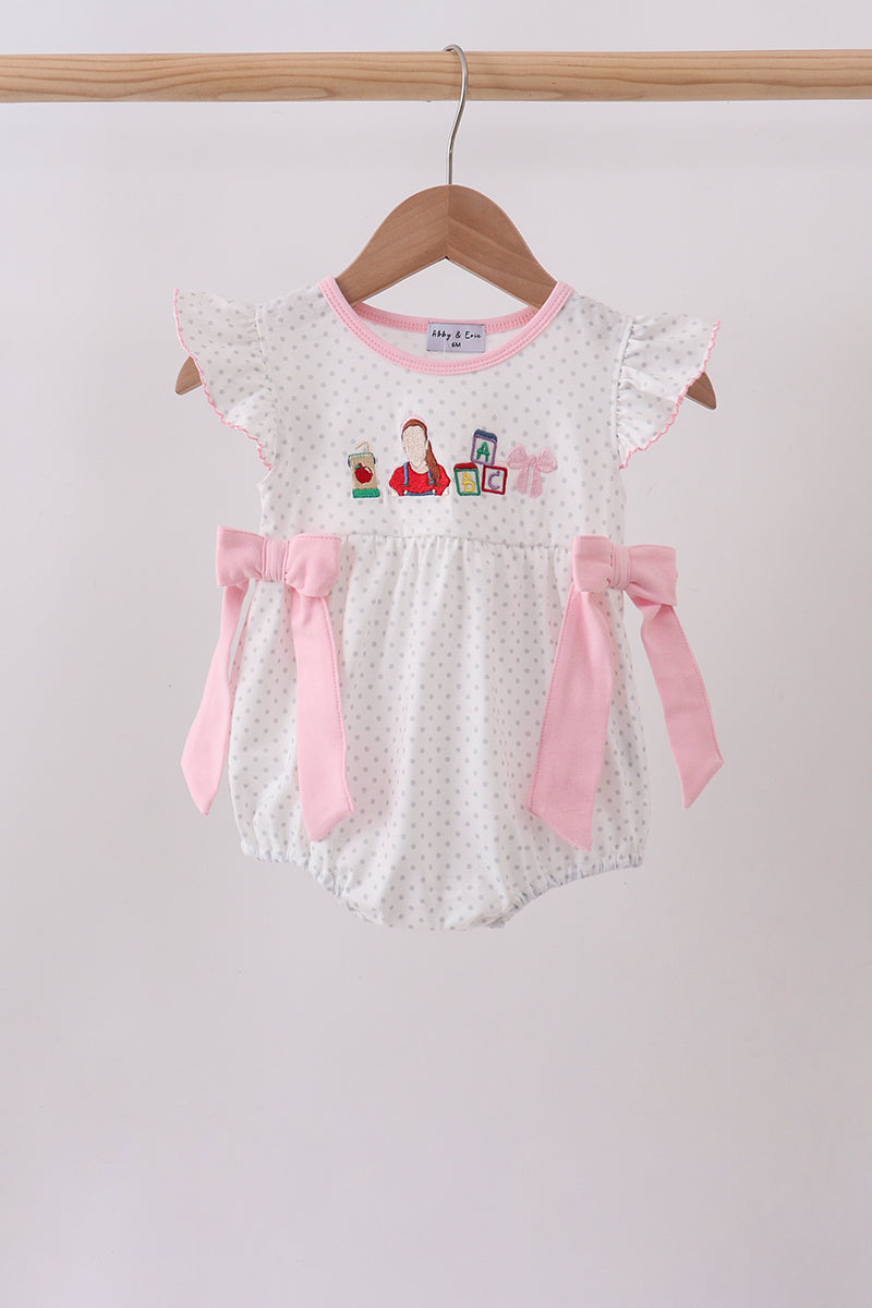 Pink Pencil ABC embroidery dot bubble - Fierce and Chic