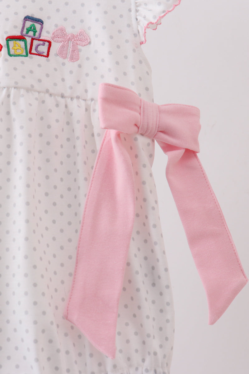 Pink Pencil ABC embroidery dot bubble - Fierce and Chic