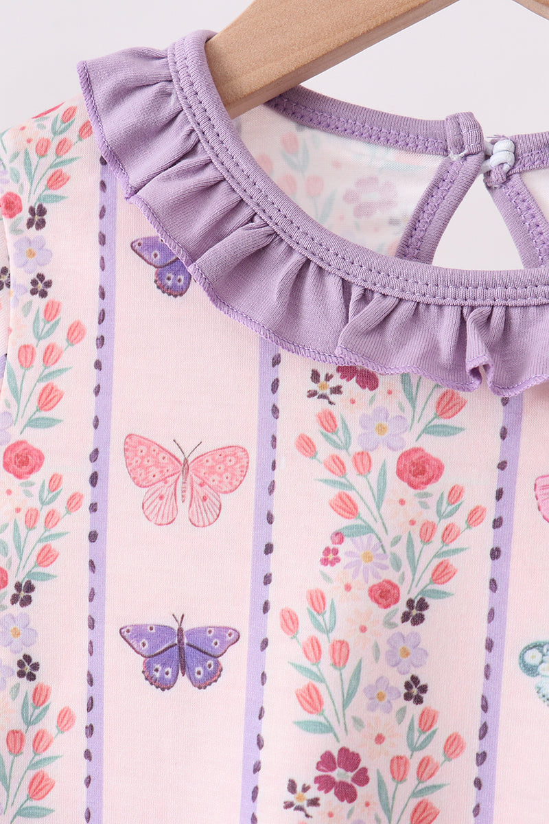 Purple Butterfly Ruffle Jogger Set - Fierce and Chic