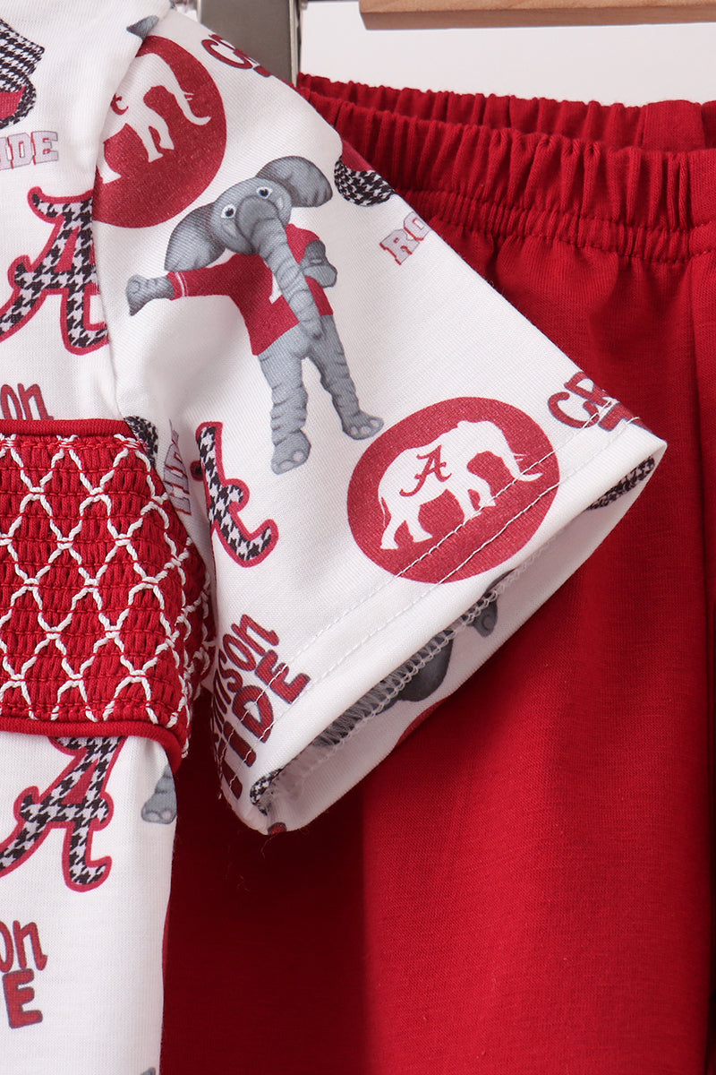 Maroon Alabama Smocked Shorts Set - Fierce and Chic
