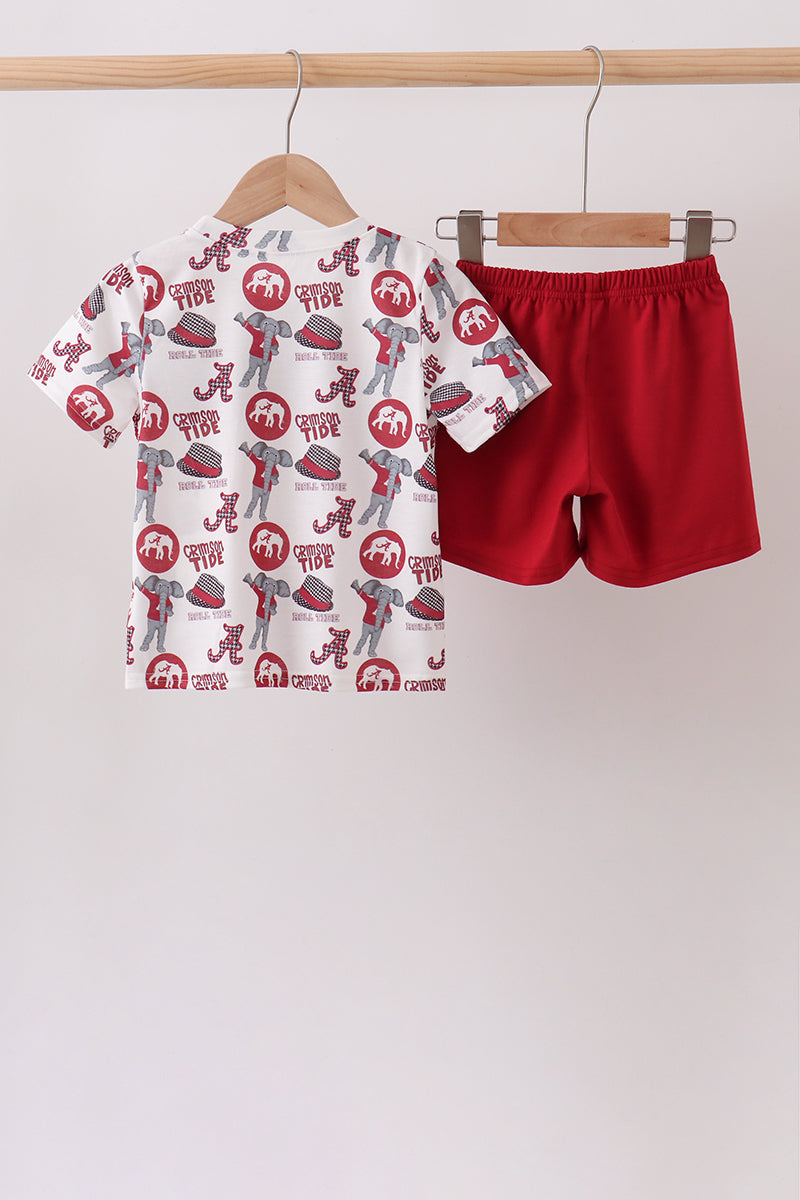 Maroon Alabama Smocked Shorts Set - Fierce and Chic