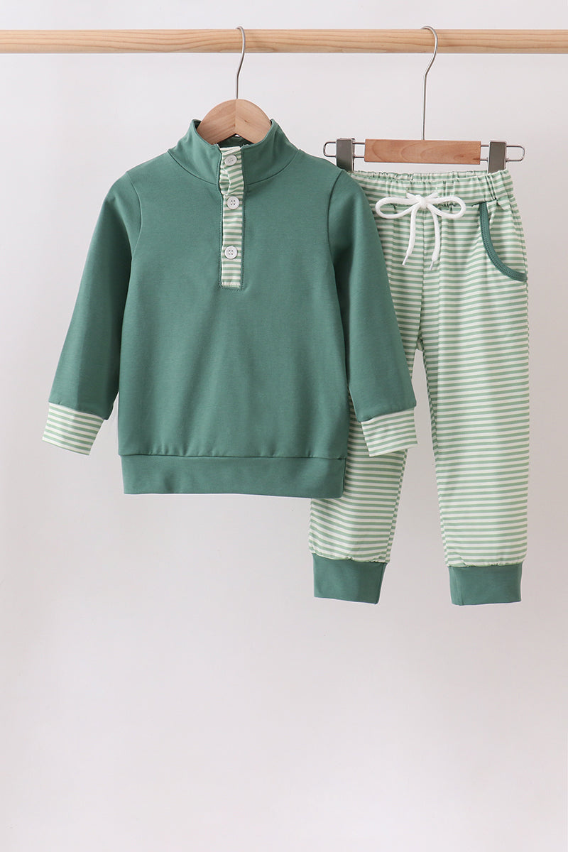 Teal Stripe Jogger Set - Fierce and Chic