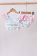 Pink Crocodile Smocked Gingham 2PC Swimsuit - Fierce and Chic