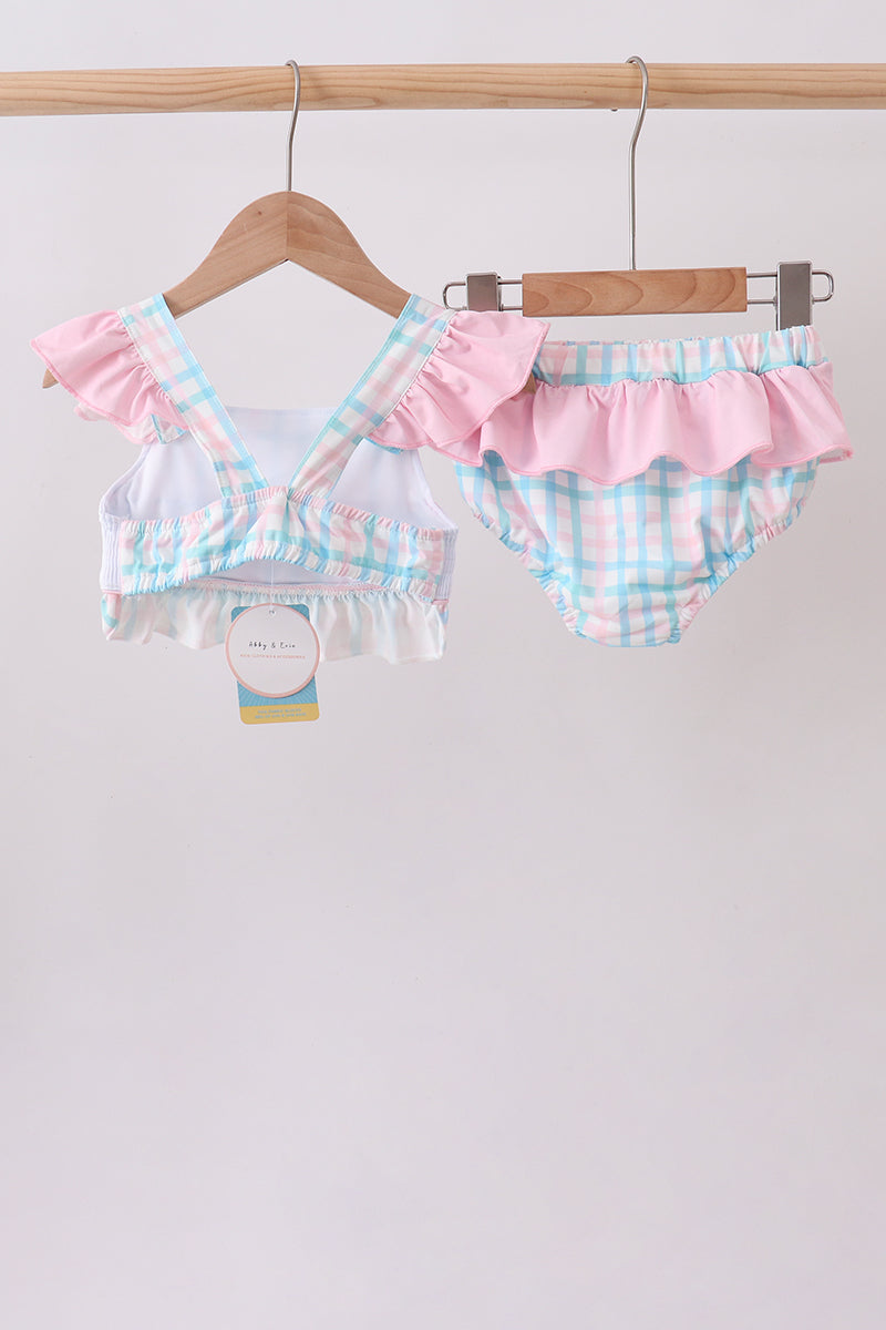 Pink Crocodile Smocked Gingham 2PC Swimsuit - Fierce and Chic