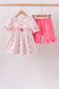 Pink Apple Smocked Ruffle Shorts Set - Fierce and Chic