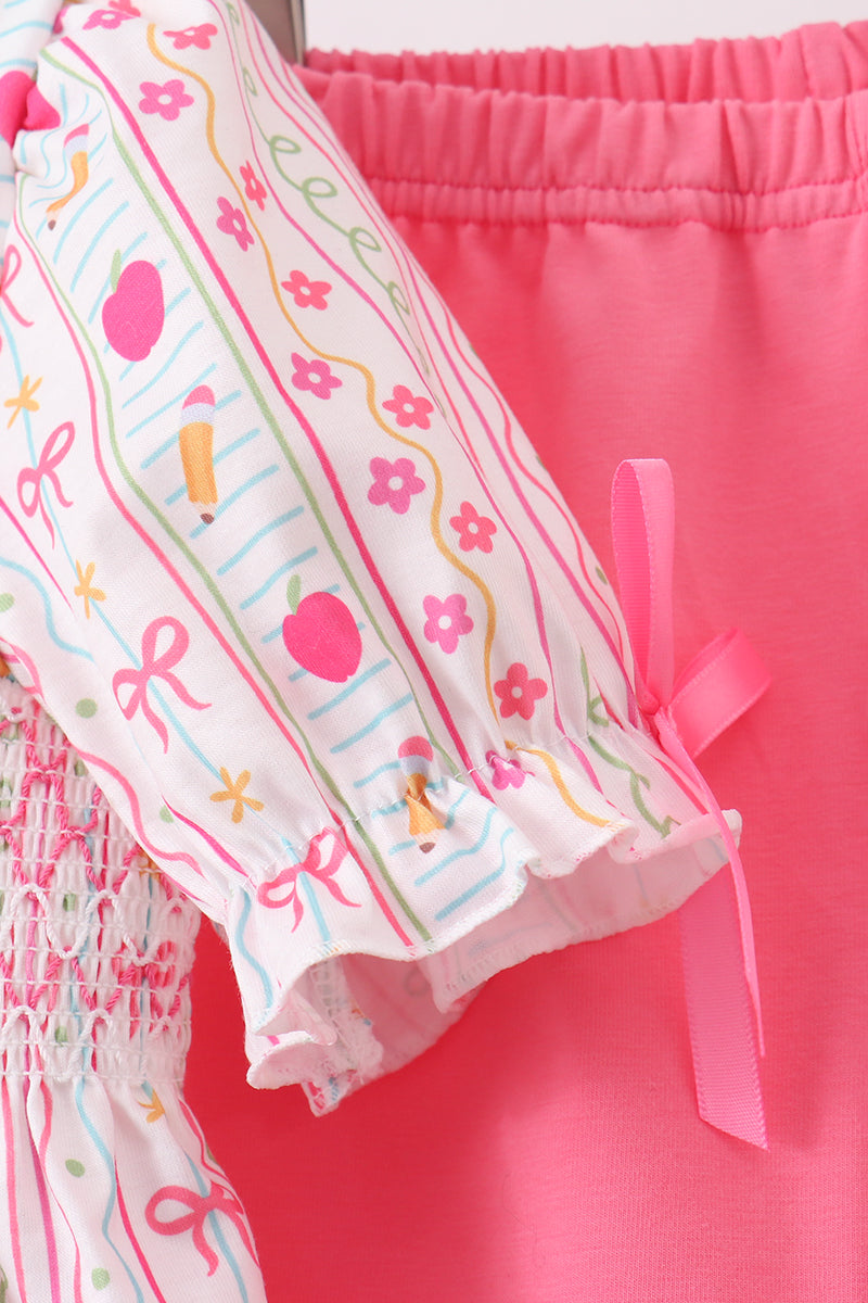 Pink Apple Smocked Ruffle Shorts Set - Fierce and Chic