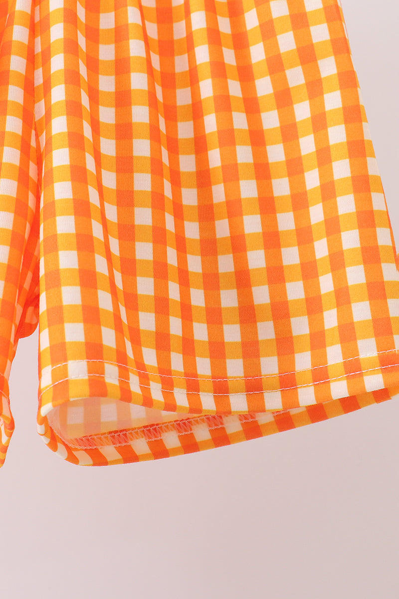 Orange Tennessee Applique Gingham Shorts Set - Fierce and Chic