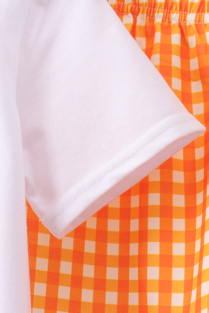 Orange Tennessee Applique Gingham Shorts Set - Fierce and Chic