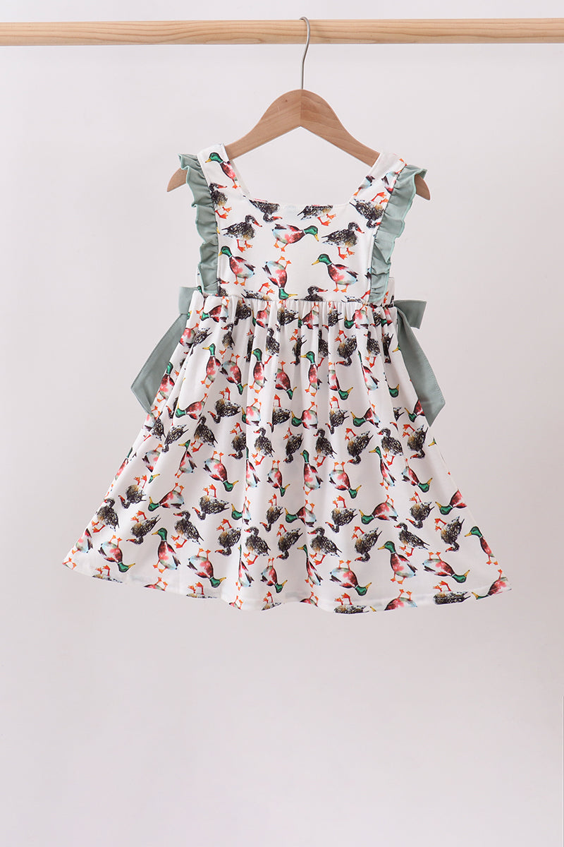 Sage Mallard French Knot Ruffle Dress - Fierce and Chic