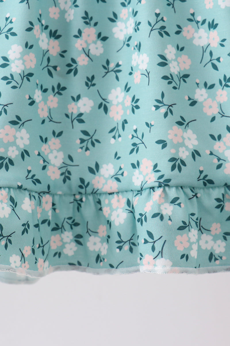 Green Floral Smocked Ruffle Bloomer Set - Fierce and Chic