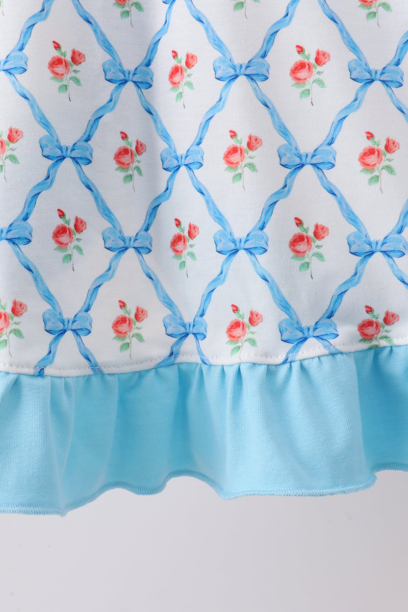 Blue Rose Ruffle Shorts Set - Fierce and Chic