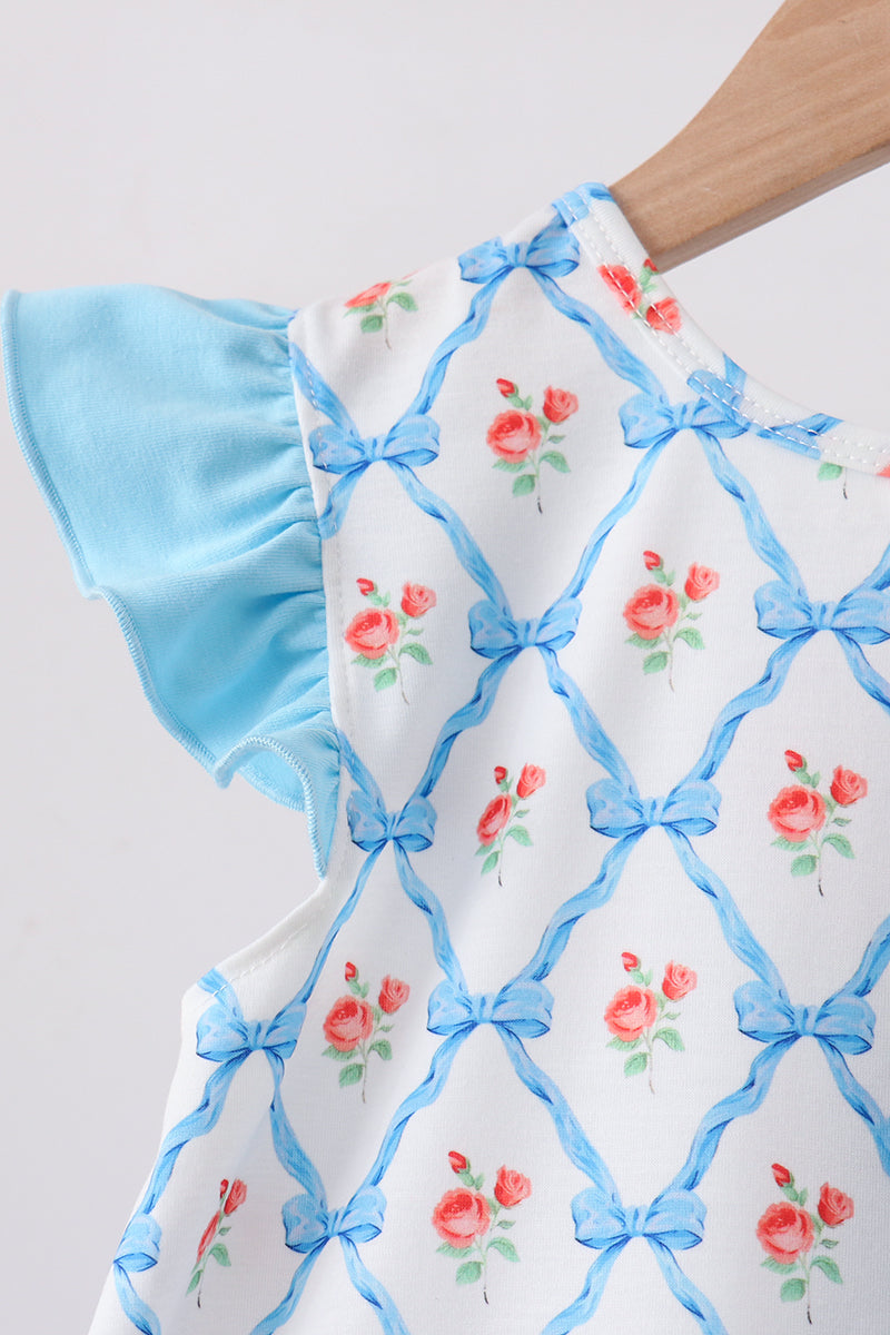 Blue Rose Ruffle Shorts Set - Fierce and Chic