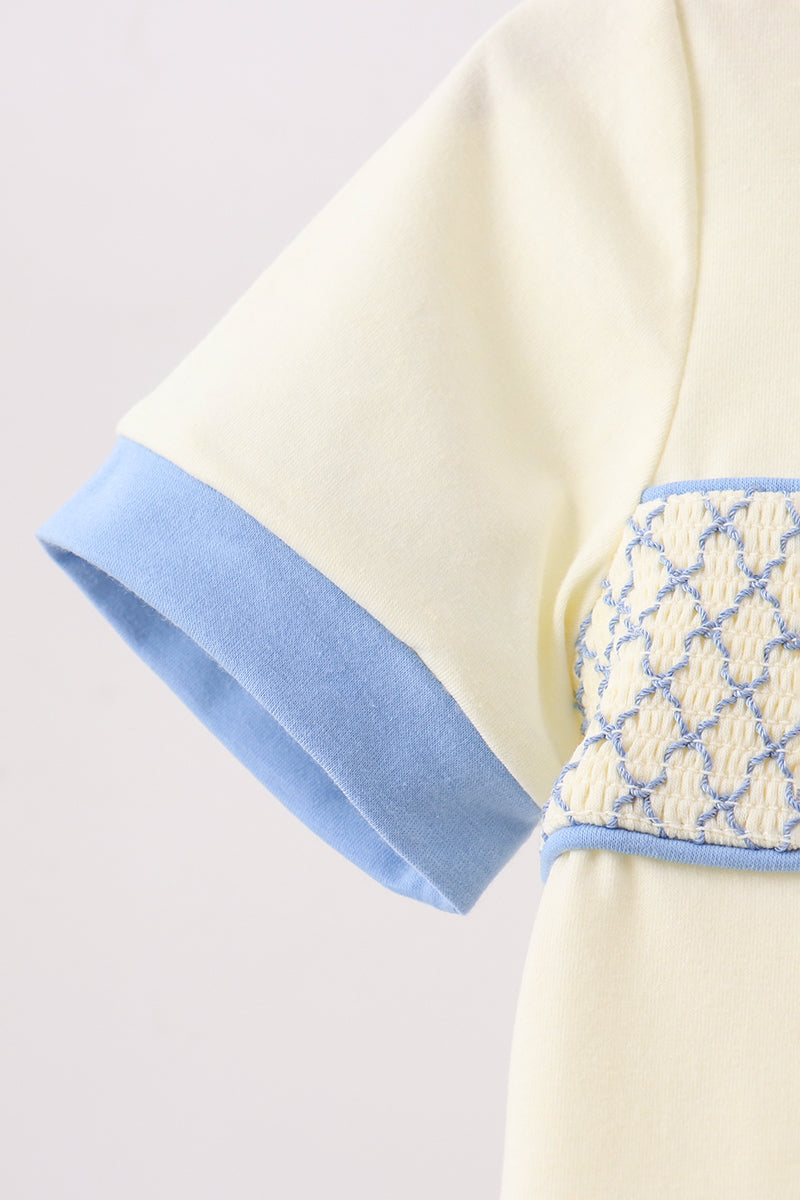 Cream smocked pants set - Fierce and Chic