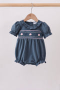 Garden Rose Smocked Ruffle Bubble - Fierce and Chic