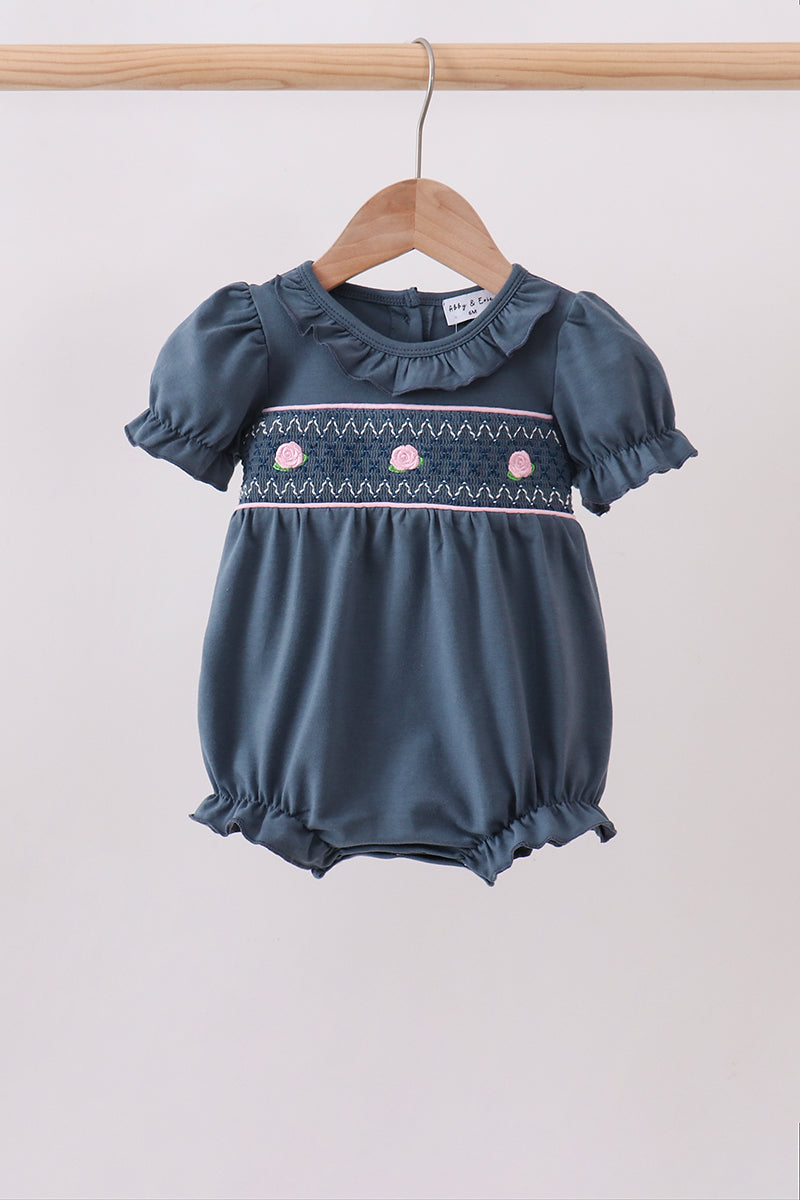 Garden Rose Smocked Ruffle Bubble - Fierce and Chic