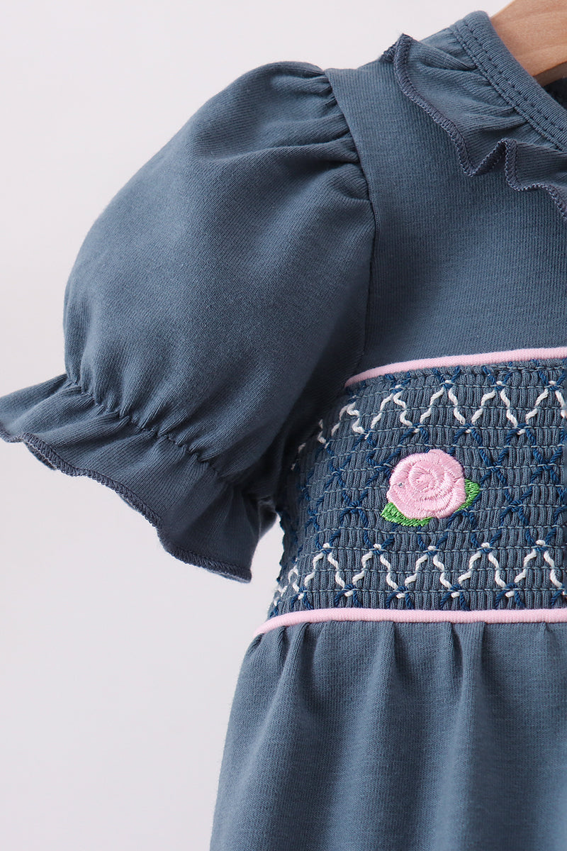 Garden Rose Smocked Ruffle Bubble - Fierce and Chic