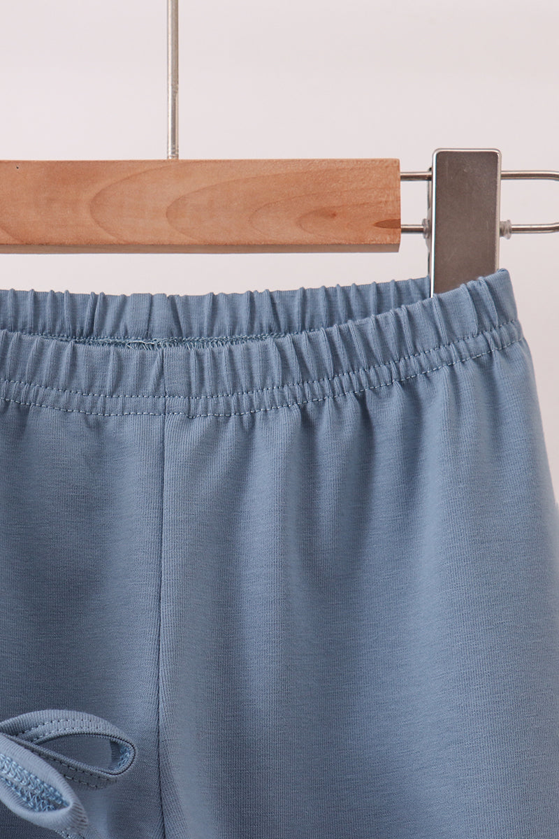 Blue Apple Crayon French Knot Ruffle Pants Set - Fierce and Chic