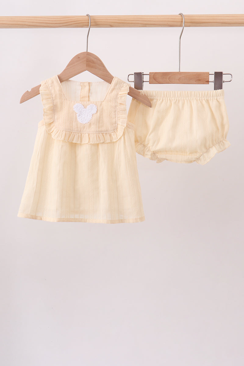 Oatmeal character french knot bloomer set - Fierce and Chic