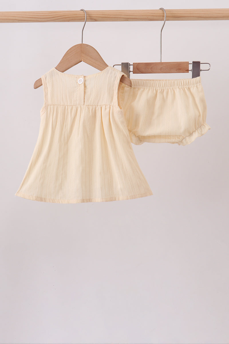 Oatmeal character french knot bloomer set - Fierce and Chic