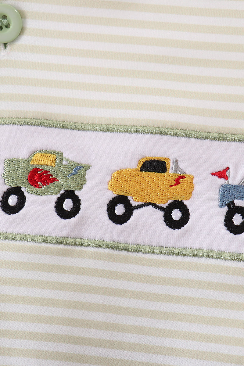 Monster truck embroidery stripe bubble - Fierce and Chic