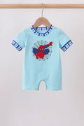 Blue character embroidery romper - Fierce and Chic