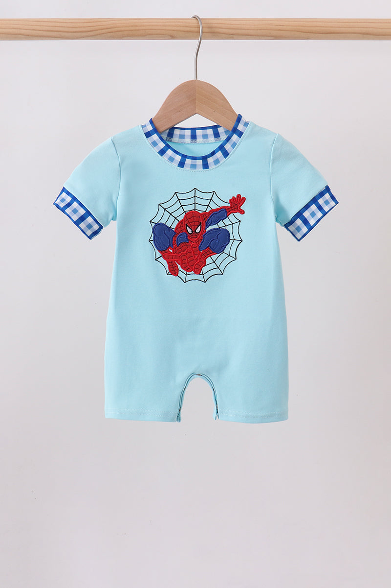 Blue character embroidery romper - Fierce and Chic