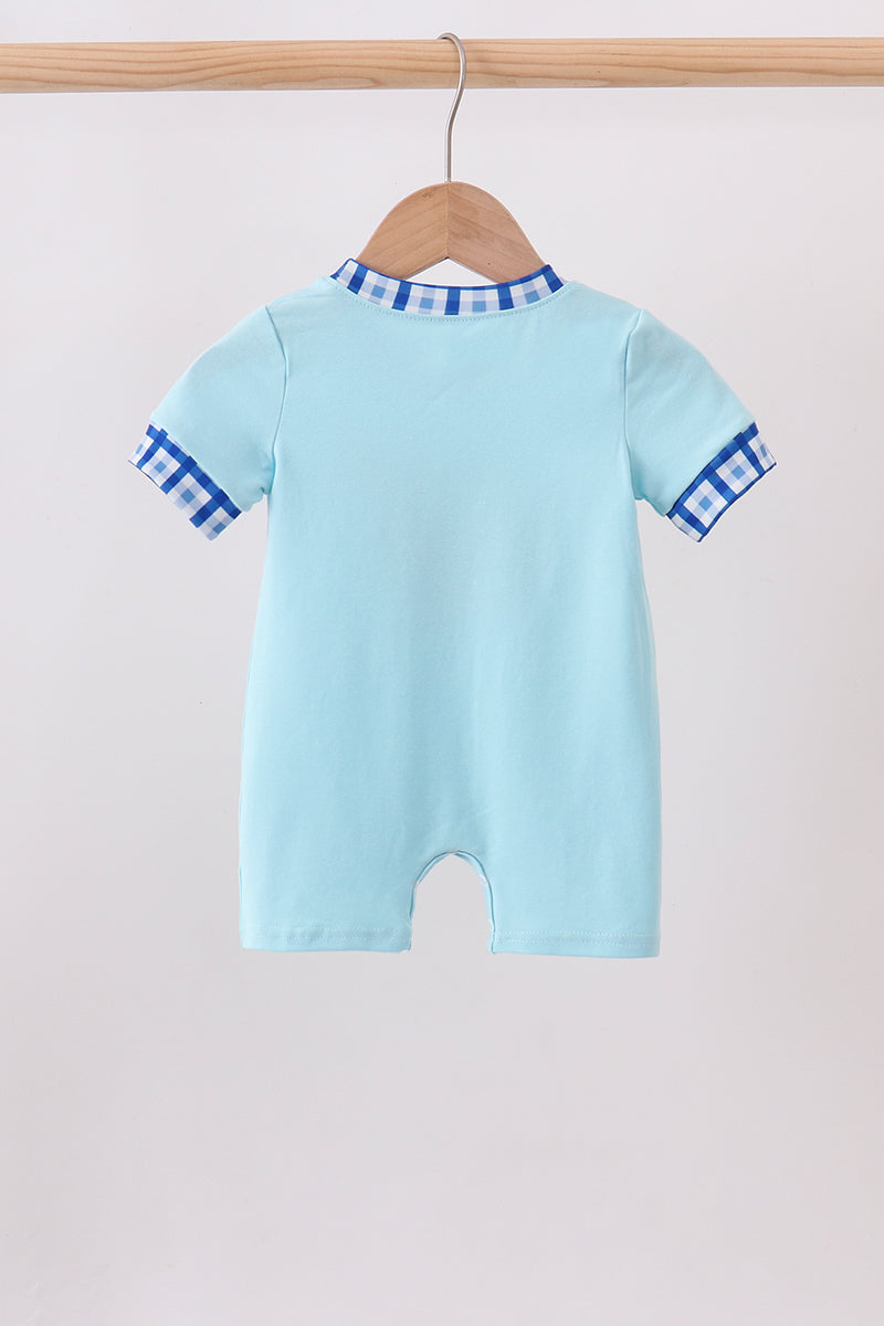 Blue character embroidery romper - Fierce and Chic