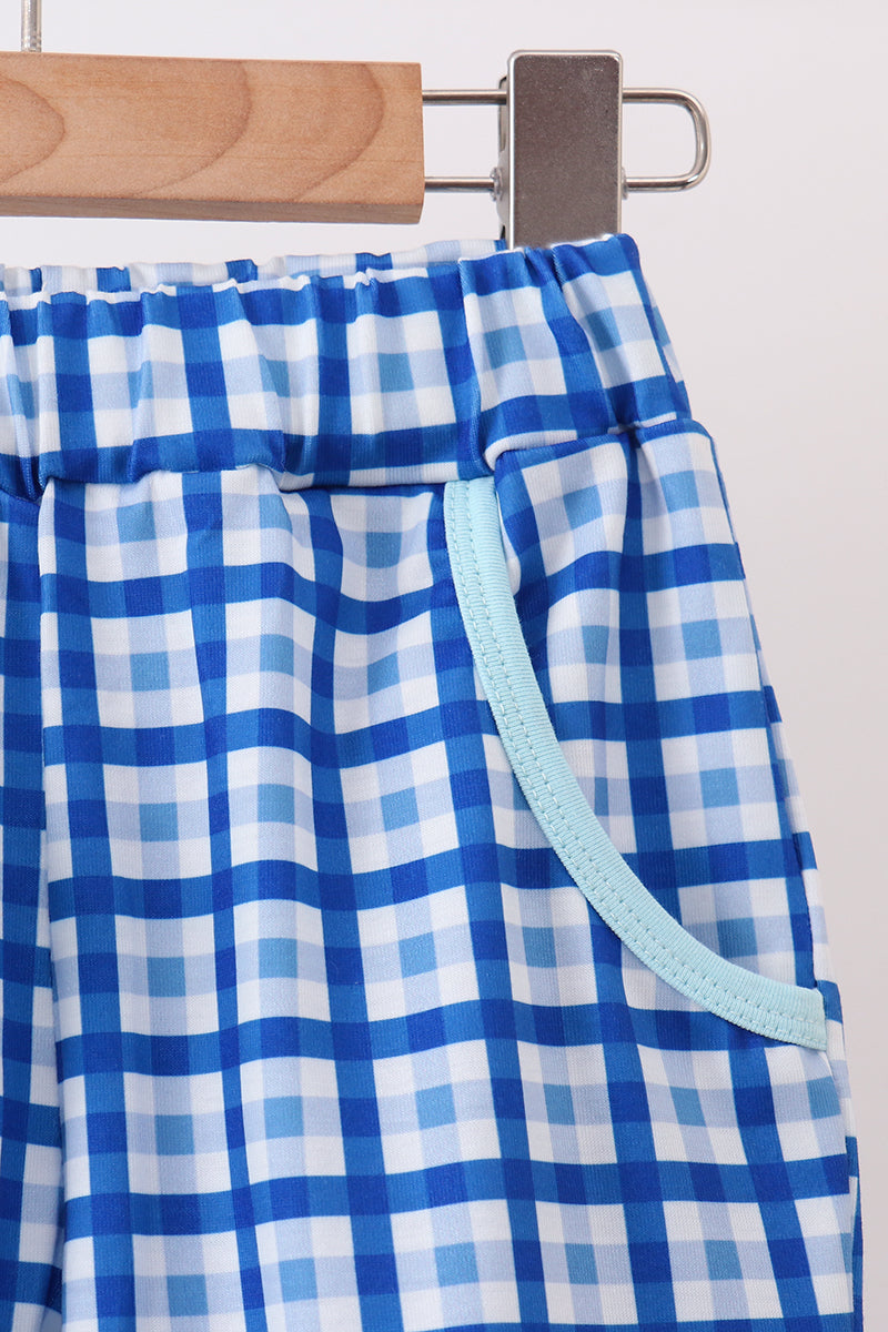 Blue character embroidery pants set - Fierce and Chic