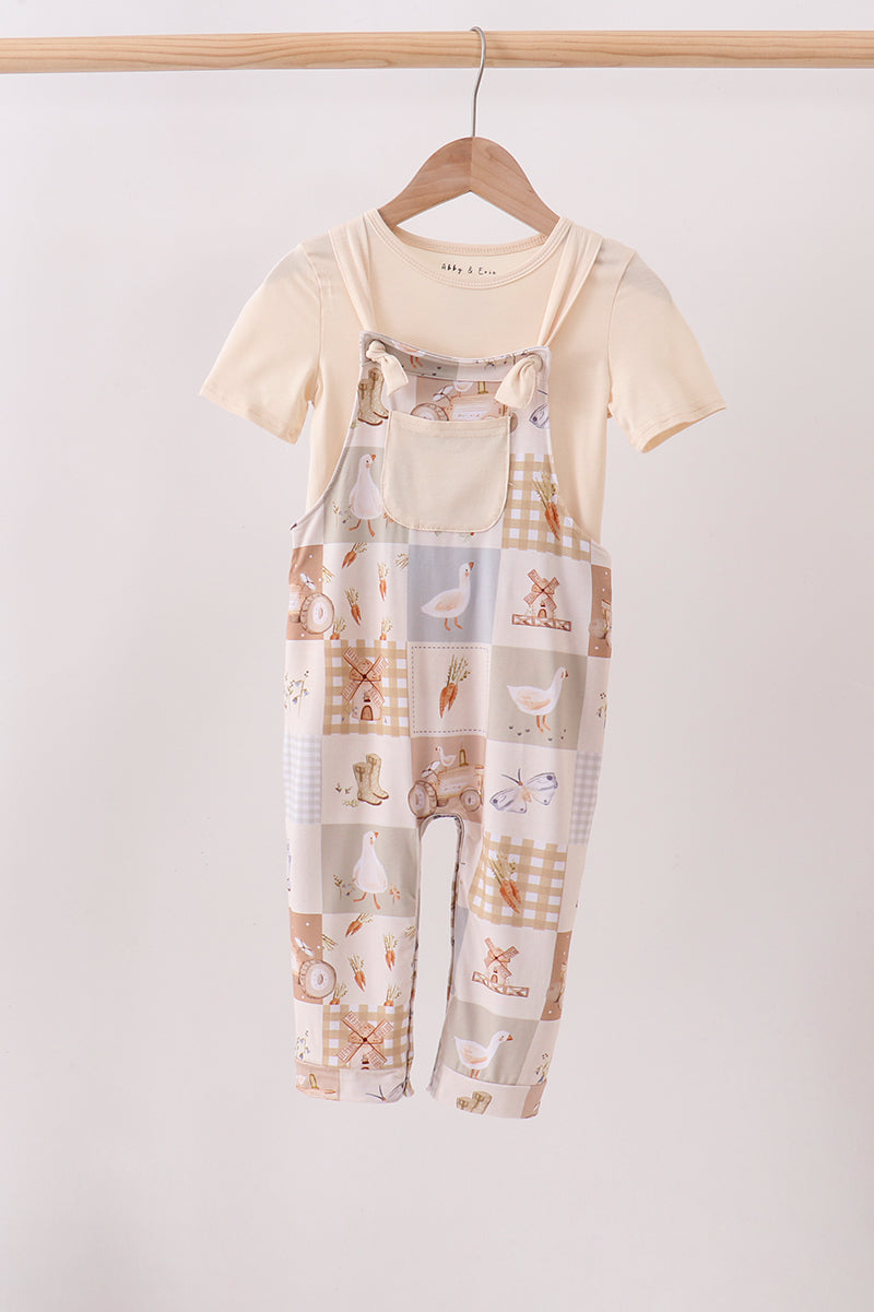 Khaki Goose Bamboo 2PC Romper Set - Fierce and Chic