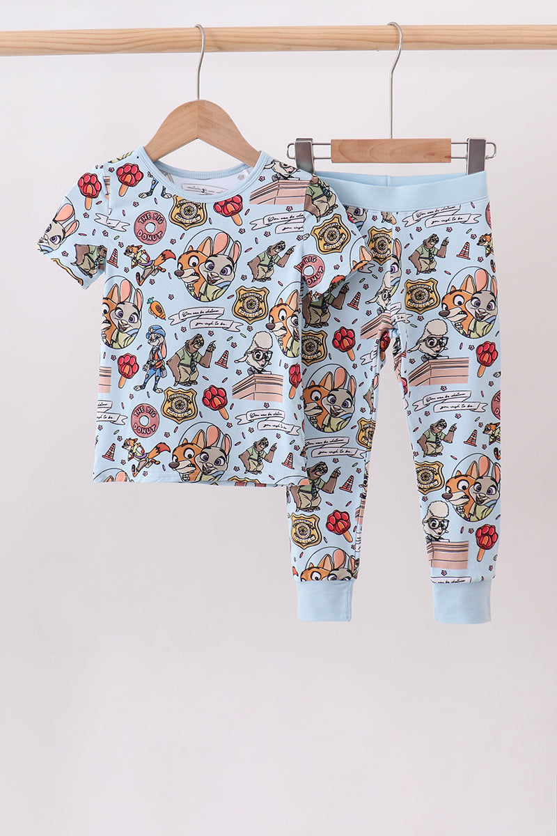 Blue character 2pc bamboo pajama set - Fierce and Chic