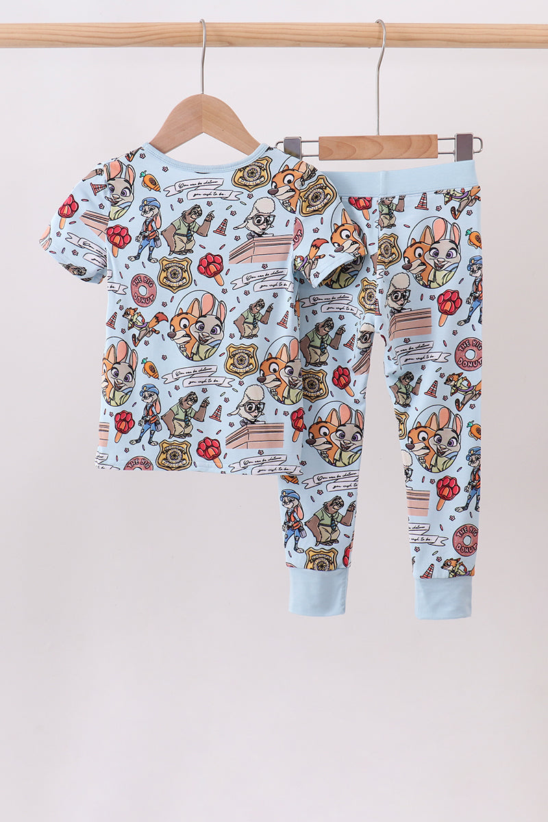 Blue character 2pc bamboo pajama set - Fierce and Chic