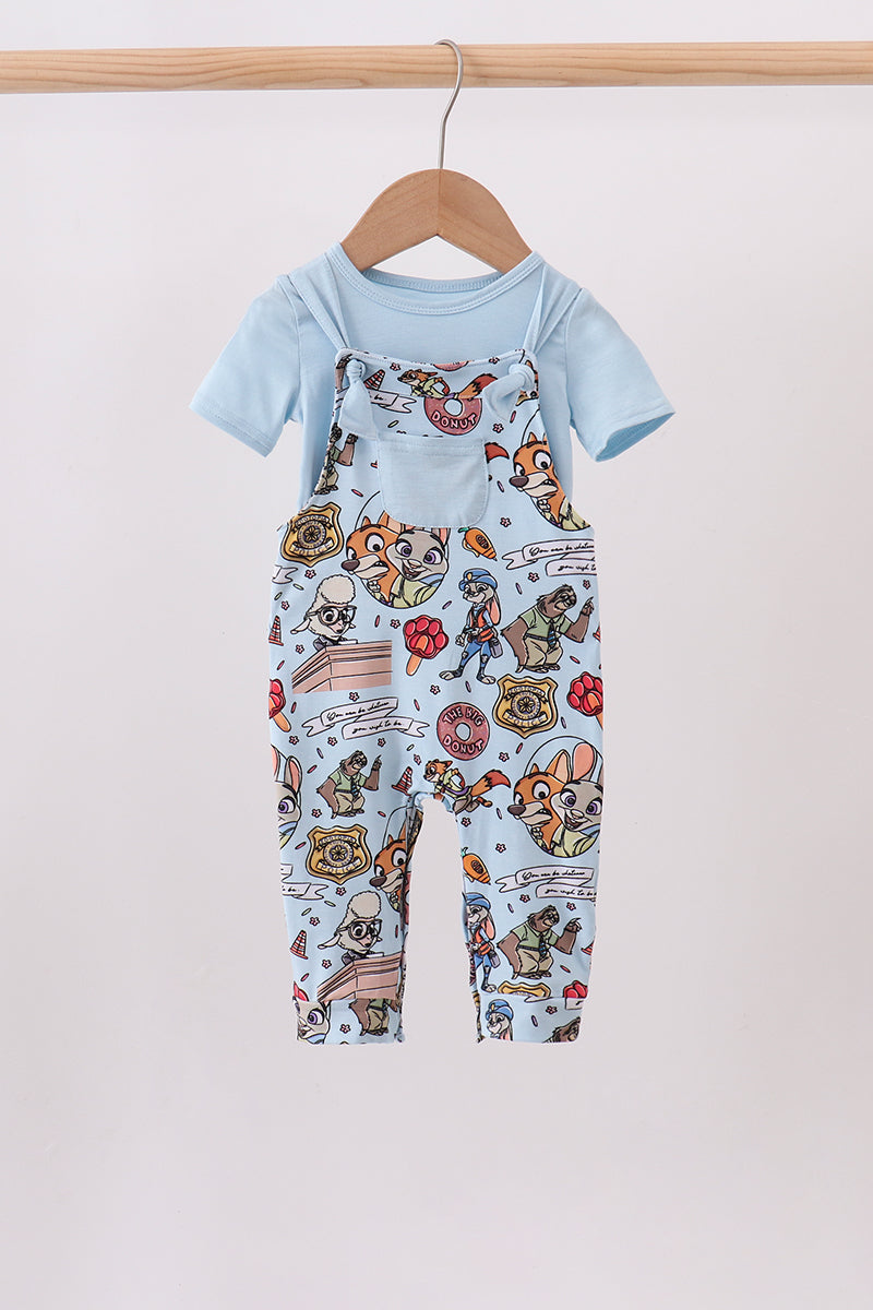 Blue character bamboo romper set - Fierce and Chic