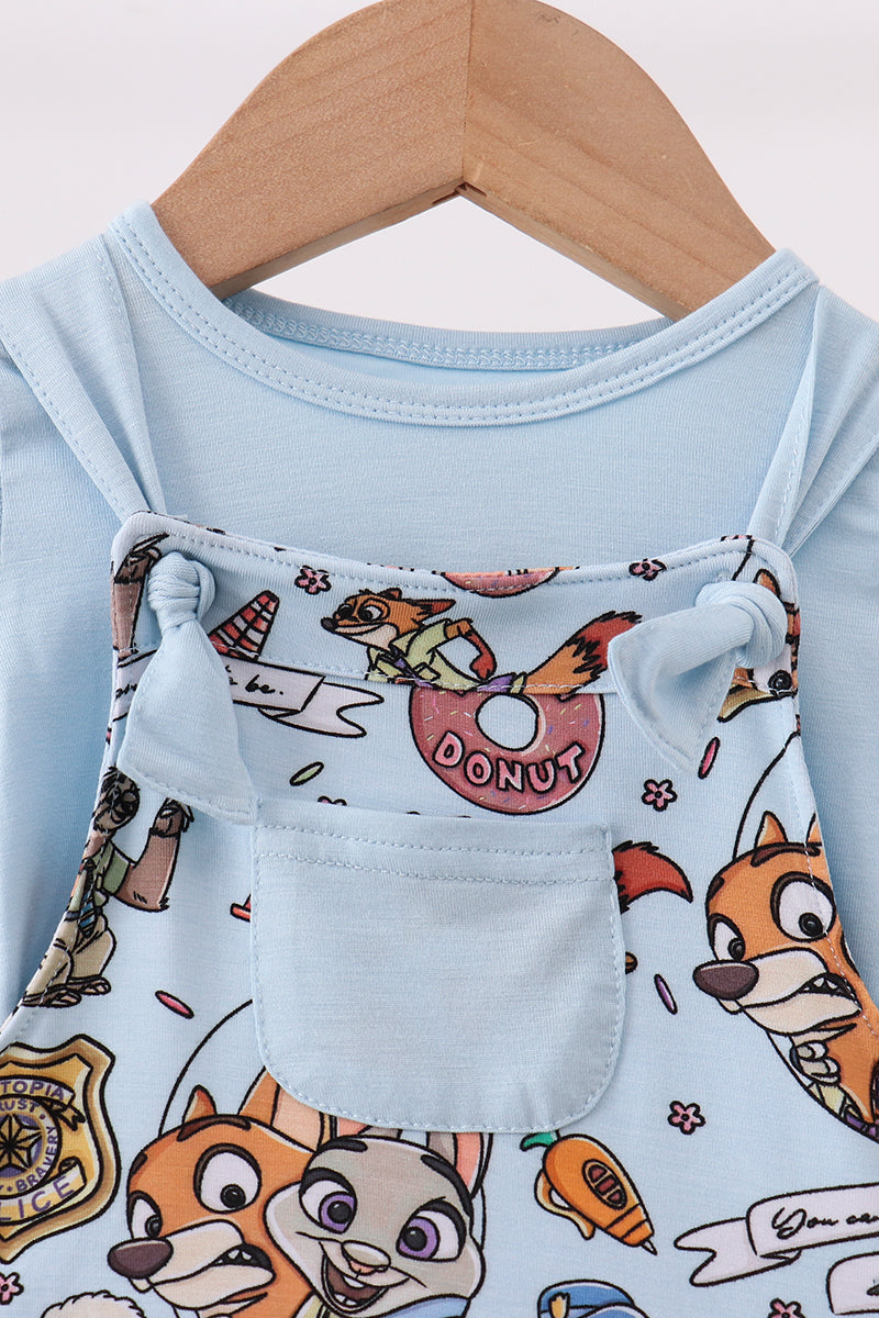 Blue character bamboo romper set - Fierce and Chic