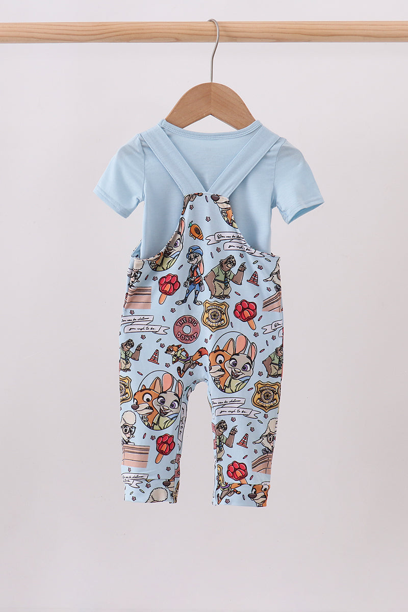 Blue character bamboo romper set - Fierce and Chic