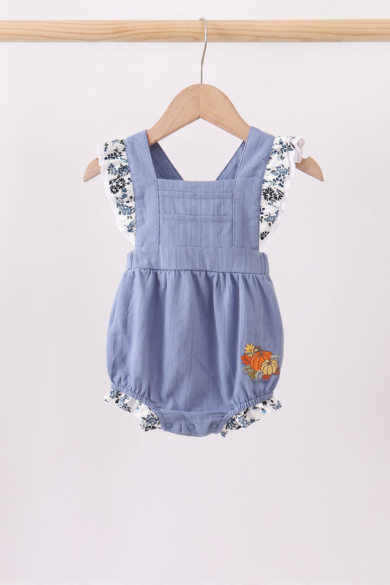 Blue pumpkin embroidery lace ruffle bubble - Fierce and Chic