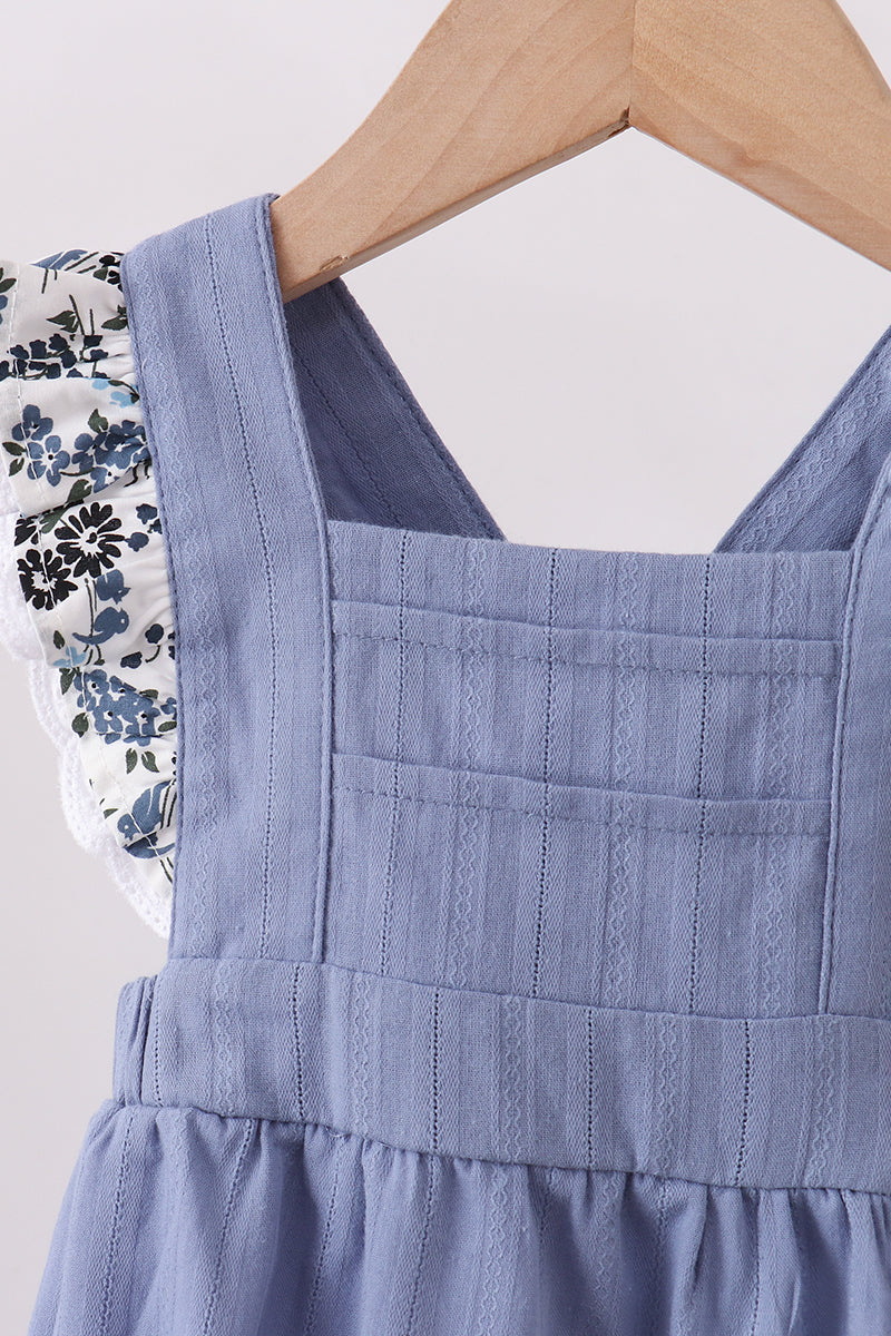 Blue pumpkin embroidery lace ruffle bubble - Fierce and Chic