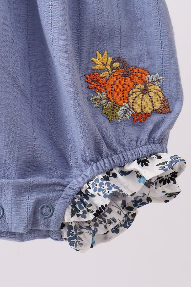 Blue pumpkin embroidery lace ruffle bubble - Fierce and Chic