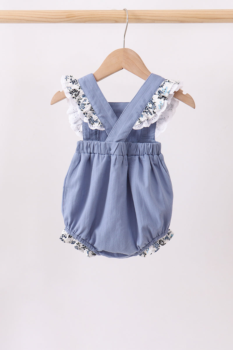 Blue pumpkin embroidery lace ruffle bubble - Fierce and Chic
