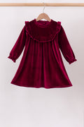 Burgundy velvet Ruffle Dress - Fierce and Chic