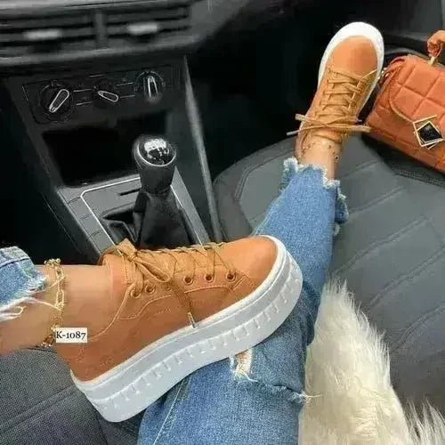 Women's Chunky Platform Sneakers | Casual Flat Shoes - Femstylo - Fierce and Chic