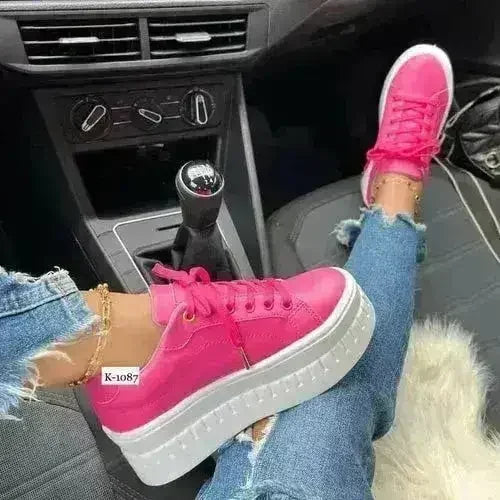 Women's Chunky Platform Sneakers | Casual Flat Shoes - Femstylo - Fierce and Chic