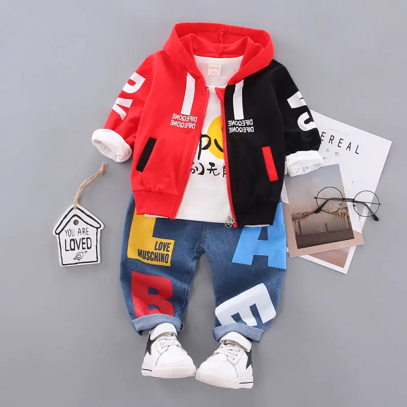 Spring and Autumn Boys Clothing Set Girls' Spring and Autumn Leisure Three piece Set Infant and Young Children's Clothing - Fierce and Chic