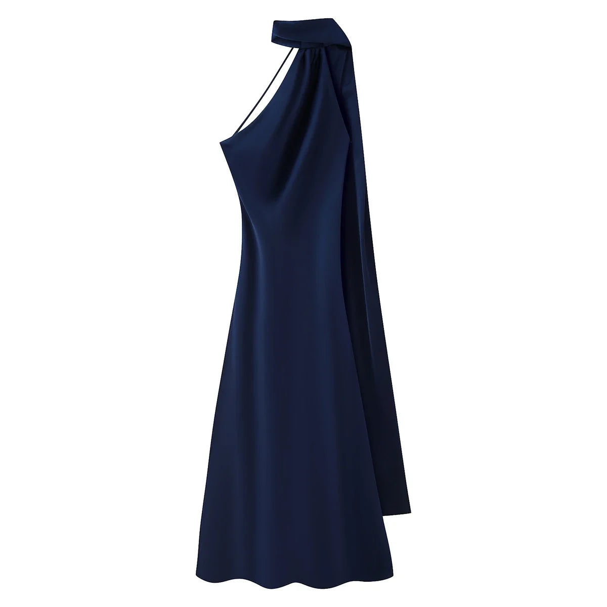 Elegant Women's Ribbon Long Satin Party Dress Halter Backless Sleeveless Female Dresses 2026 Summer Lady Solid Evening Gowns - Fierce and Chic