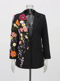 TWOTWINSTYLE Hit Color Spliced Appliques Fashion Blazers for Women Lapel Long Sleeves Patchwork Bead Temperament Blazer Female - Fierce and Chic